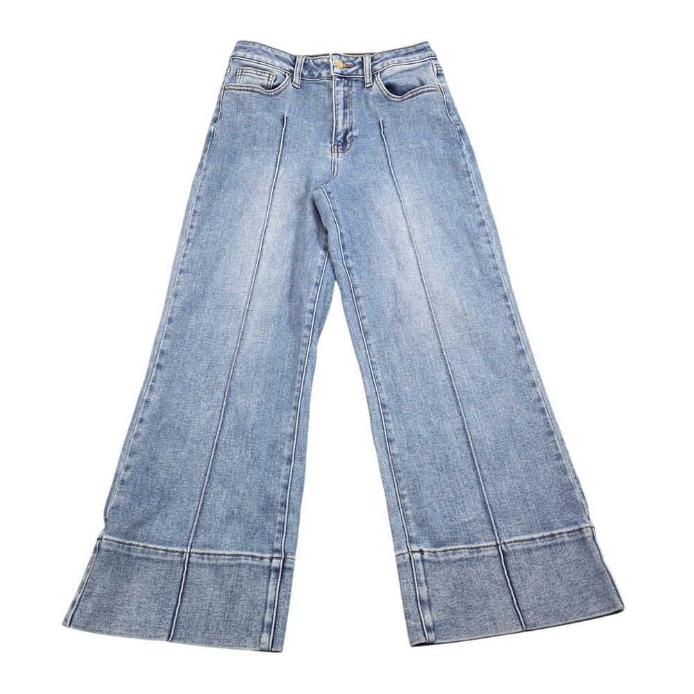 Altard State Wide Leg Jeans Womens 27 Blue Cuffed Hem Boho Festival Flare Barrel